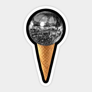 Silver Disco Ball Ice Cream Cone Sticker